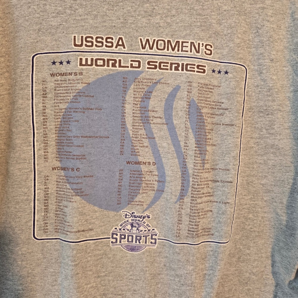 Disney Wide World of Sports USSSA Womens World Series 2005 T-Shirt Gray XL - Picture 3 of 6